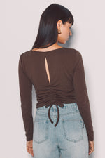 Back Shirring Long Sleeve Top【V2532202】