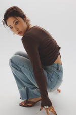 Back Shirring Long Sleeve Top【V2532202】