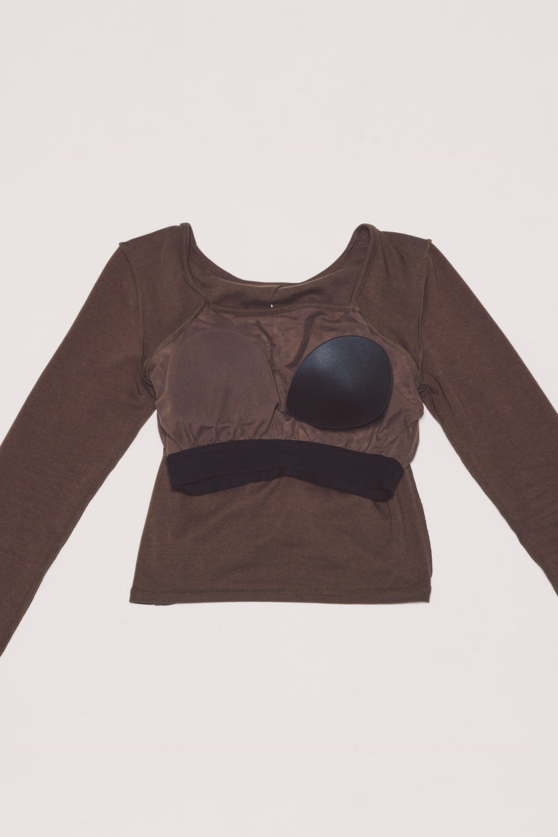 Back Shirring Long Sleeve Top【V2532202】