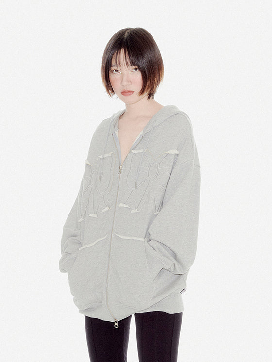 関税・送料込み】YOUHEE RIBBON HOOD ZIP-UP リボン パーカー